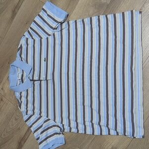 Lacoste polo  striped blue brown & beige size 7  (XL)